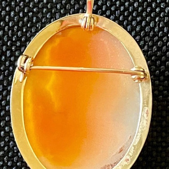 Pre-owned vintage 14KT Yellow gold Cameo Hallmarked STAR 331 NA Pin Pendant. - Picture 3 of 7